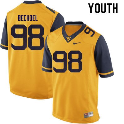 Youth West Virginia Mountaineers NCAA #98 Leighton Bechdel Gold Authentic Nike Stitched College Football Jersey GT15N24ZZ